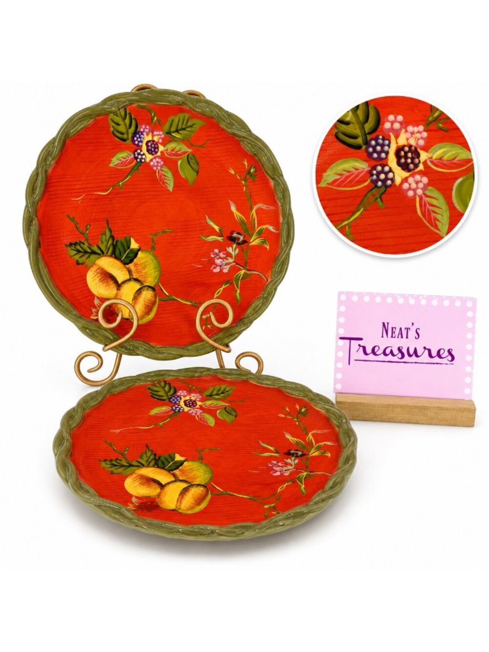 Tracy Porter THE OCTAVIA HILL COLLECTION Red Embossed 11" Dinner Plates Set of 2